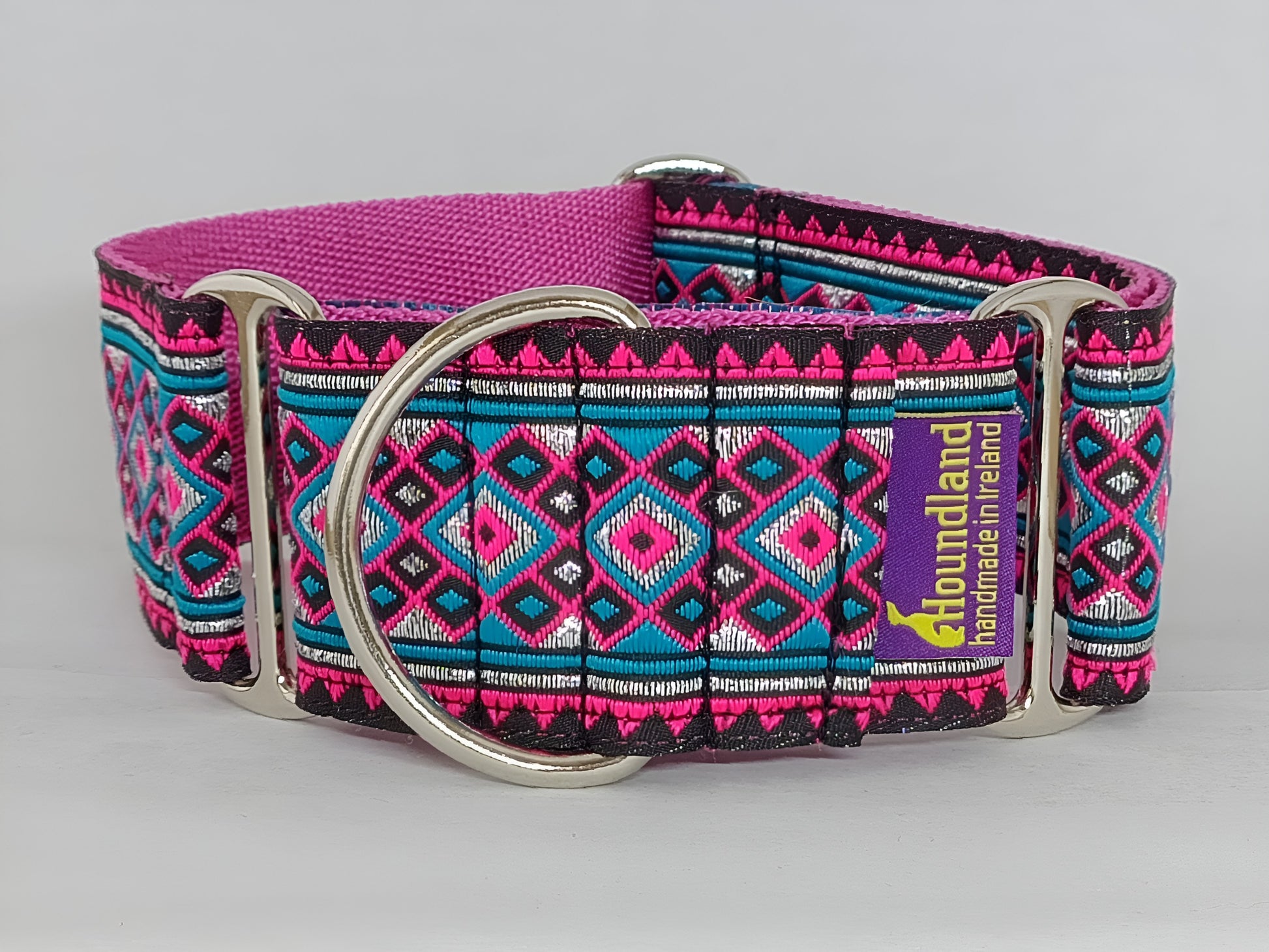pink black martingale dog collar
