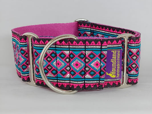 pink black martingale dog collar